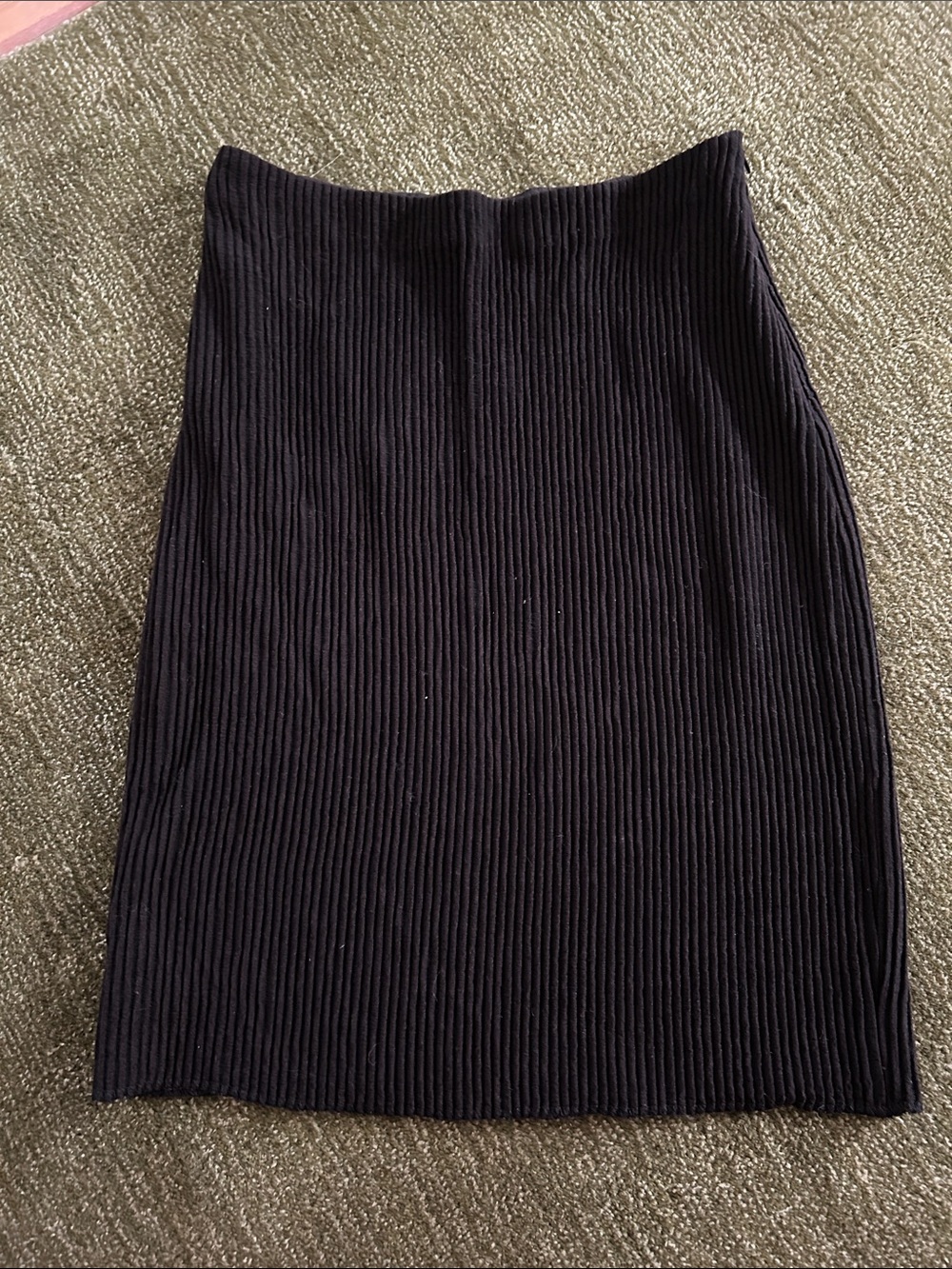 Peter Cohen Black-Brown Ribbed Knit Pencil Skirt - Classic Women’s Skirt
